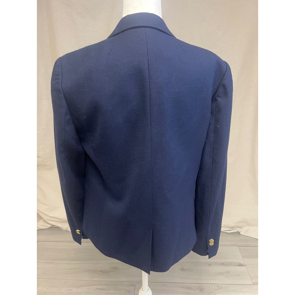J.Crew Schoolboy Blazer Navy Blue Gold Buttons Sz 10 Wool Preppy Classic Career - Picture 4 of 8